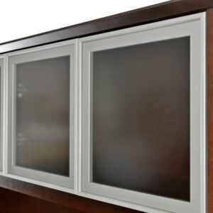 Alternative view of Librero Filo sobre Credenza con Puertas de Cristal 1.81x35x1.05 Walnut para oficina.
