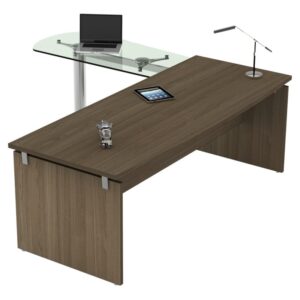 Alternative view of Escritorio ejecutivo vittra 846, retorno en cristal templado, base cromada