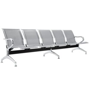 Alternative view of Banca metálica Airport de 5 plazas brazos intermedios opcionales