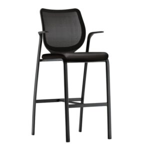 Banco operativo Nucleus asiento en piel y respaldo en mesh - NEGRO
