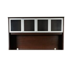Librero Filo sobre Credenza con Puertas de Cristal 1.81x35x1.05 Walnut para oficina.