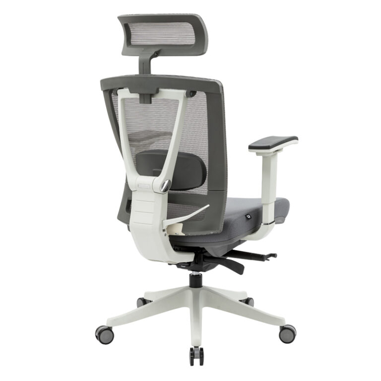 Silla Ejecutiva H1 Mesh Color Gris Estructura Blanca - Office MOB