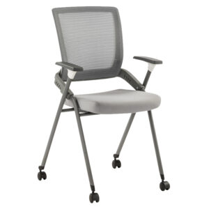 Silla de visita plegable H4V gris / blanco deslizable por ruedas