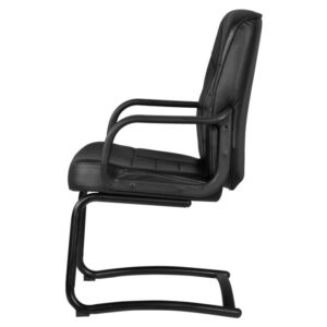 Alternative view of Silla de visita Alfaro con brazos, base de trineo, en piel Negro