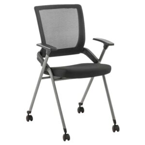 Silla de visita plegable H4V negra deslizante por ruedas
