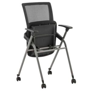 Alternative view of Silla de visita plegable H4V negra deslizante por ruedas