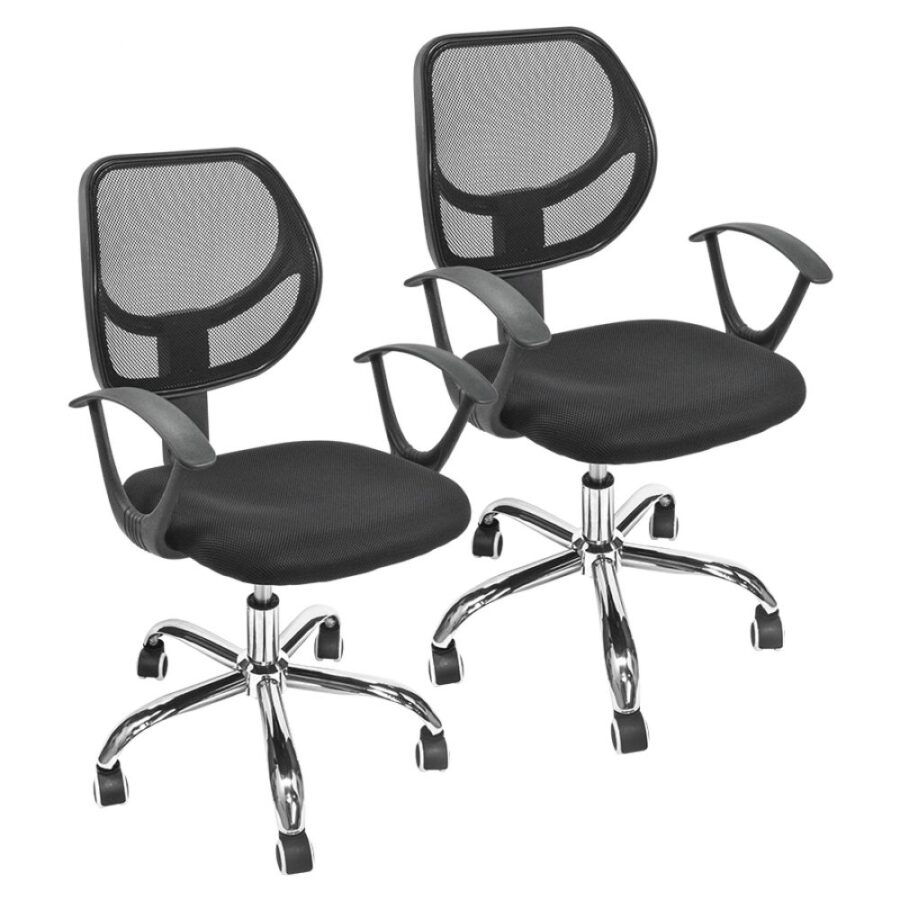 Silla para Oficina Respaldo y asiento en Malla color Negro semi reclinable  - Top Living