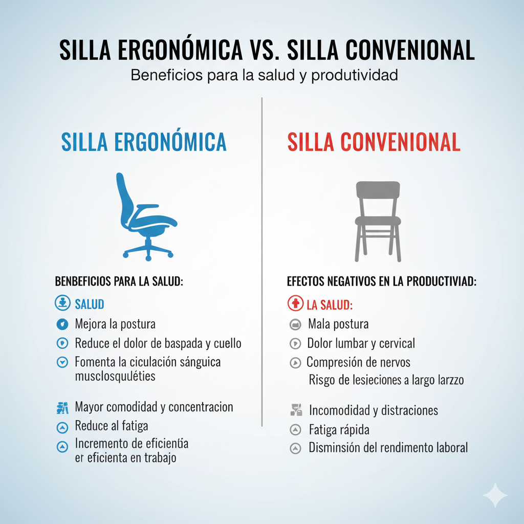 comparativa silla ergonomica versus silla tradicional