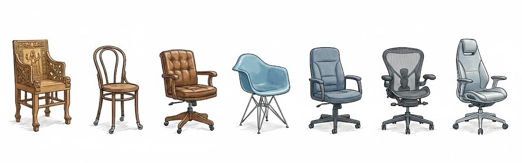 sillas de oficina en el tiempo